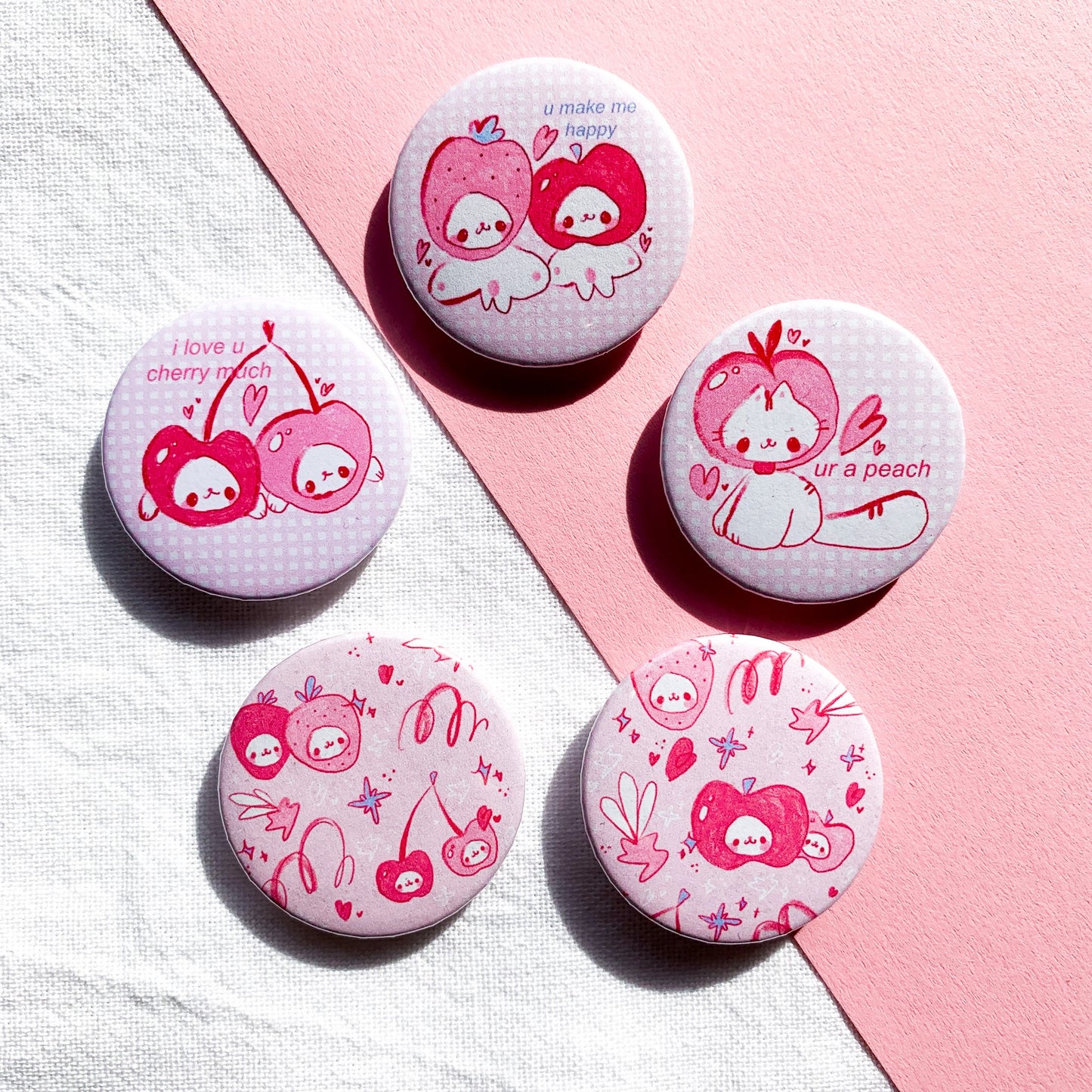 Pink Fruit Buttons