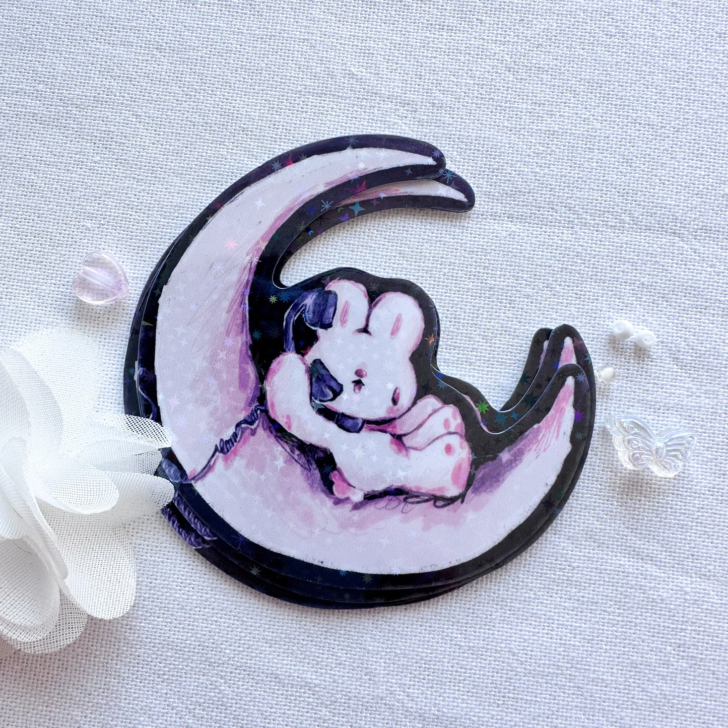 Moon Bunny Holo Sticker