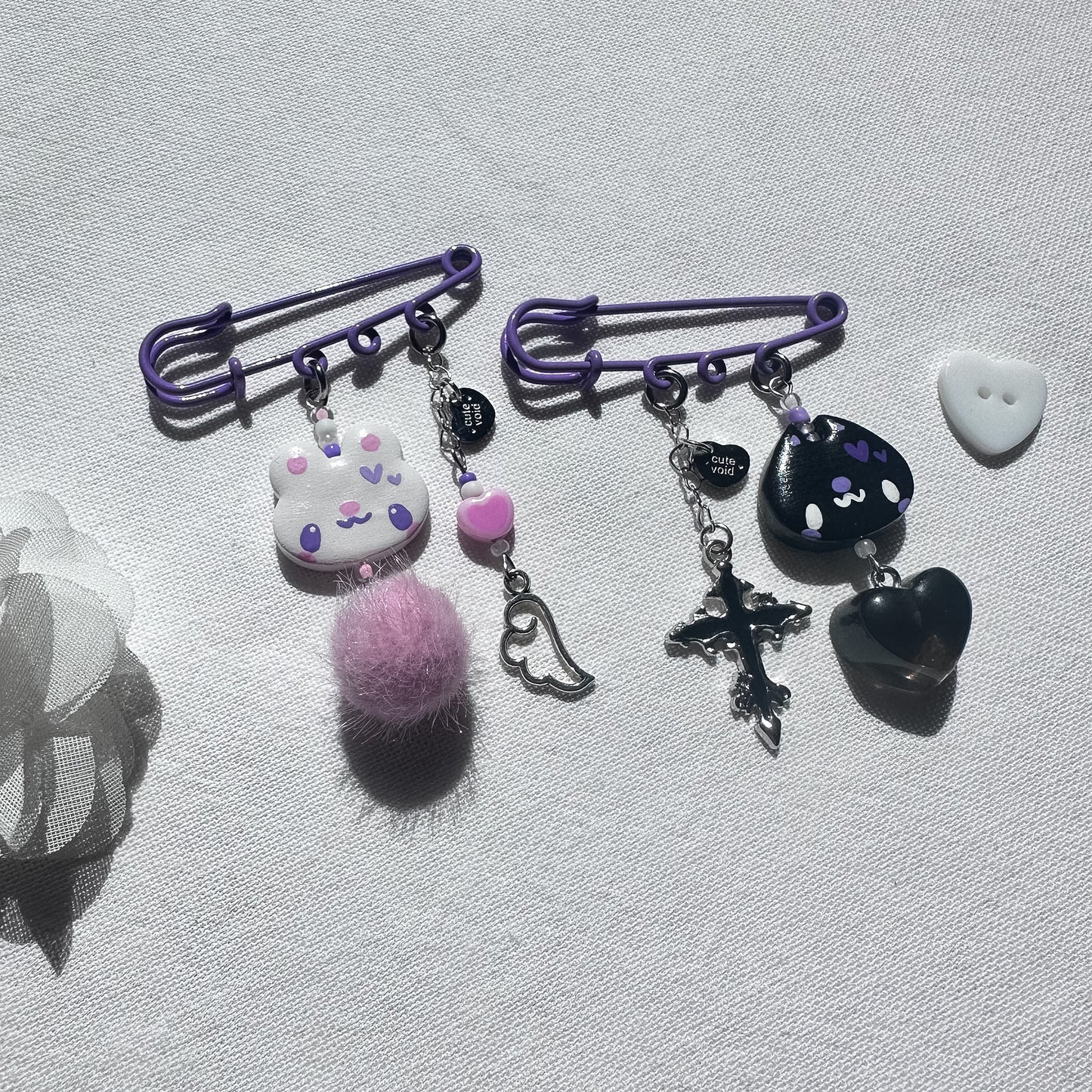 Purple Clay Safety Pins