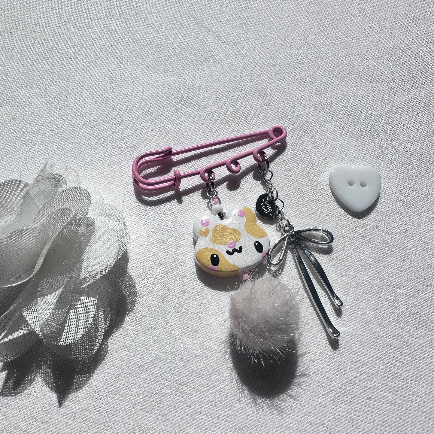 Yellow Cow Clay Safety Pin