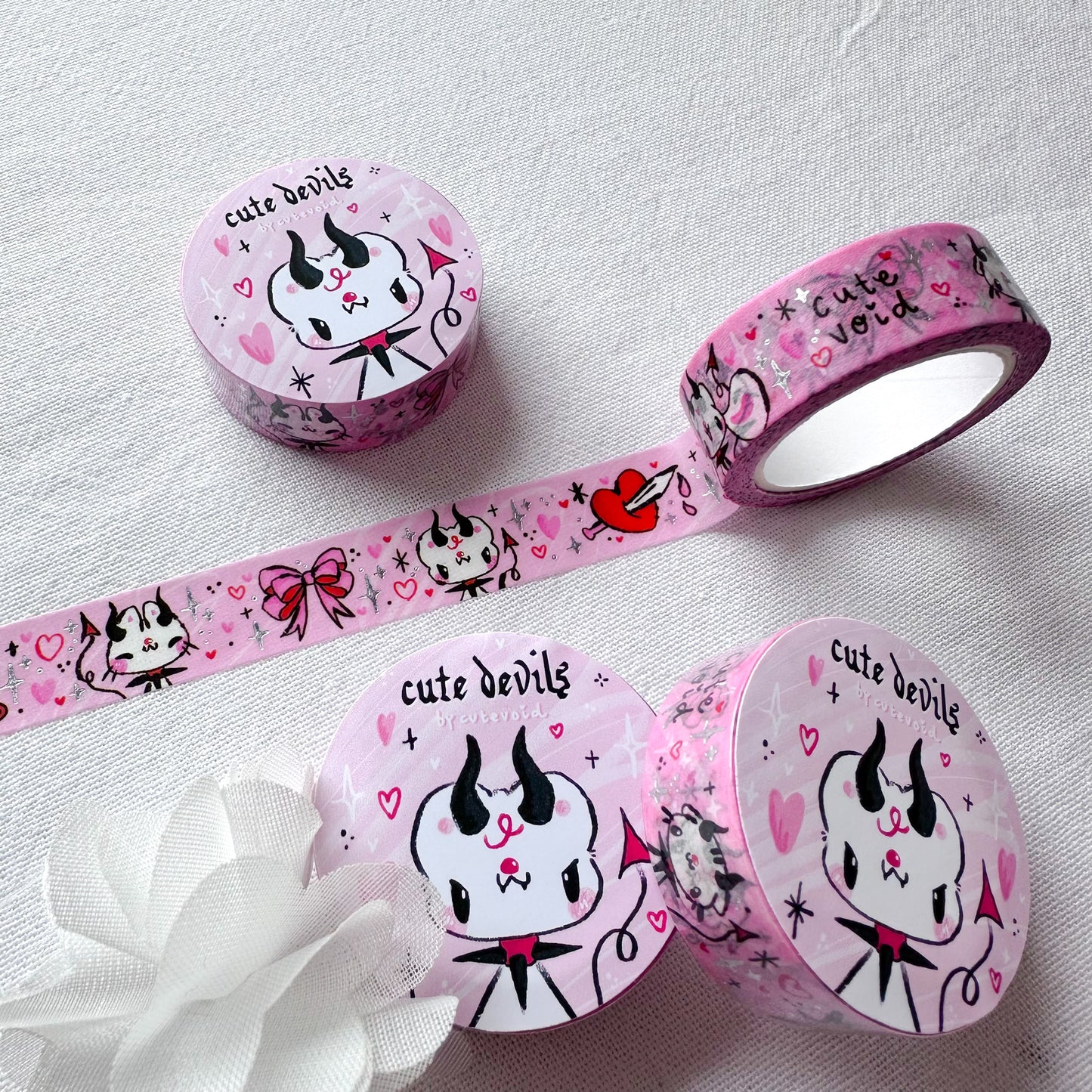 Cute Devils Silver Foil Washi Tape