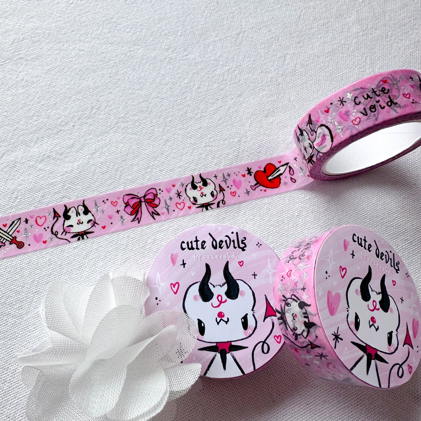 Cute Devils Silver Foil Washi Tape