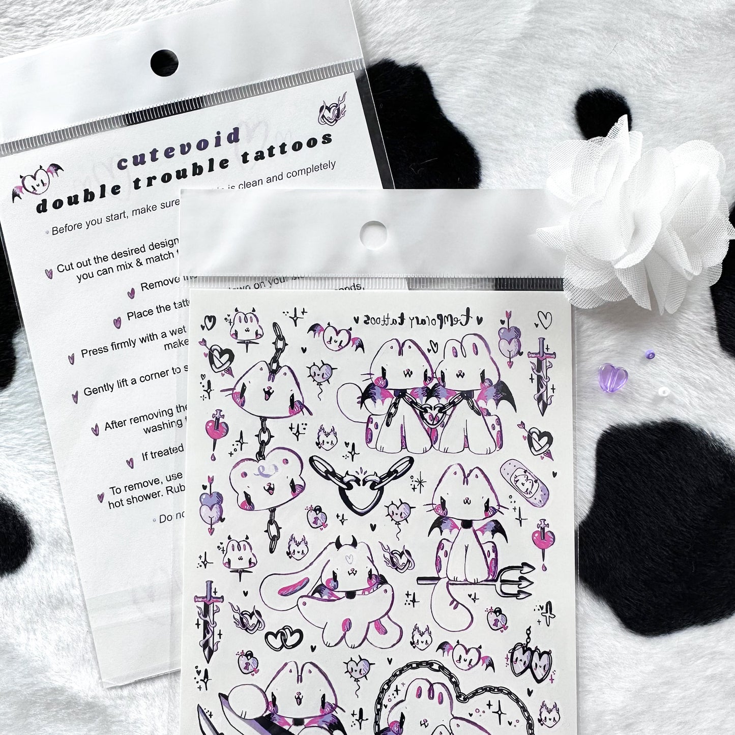 Double Trouble Temporary Tattoo Sheet