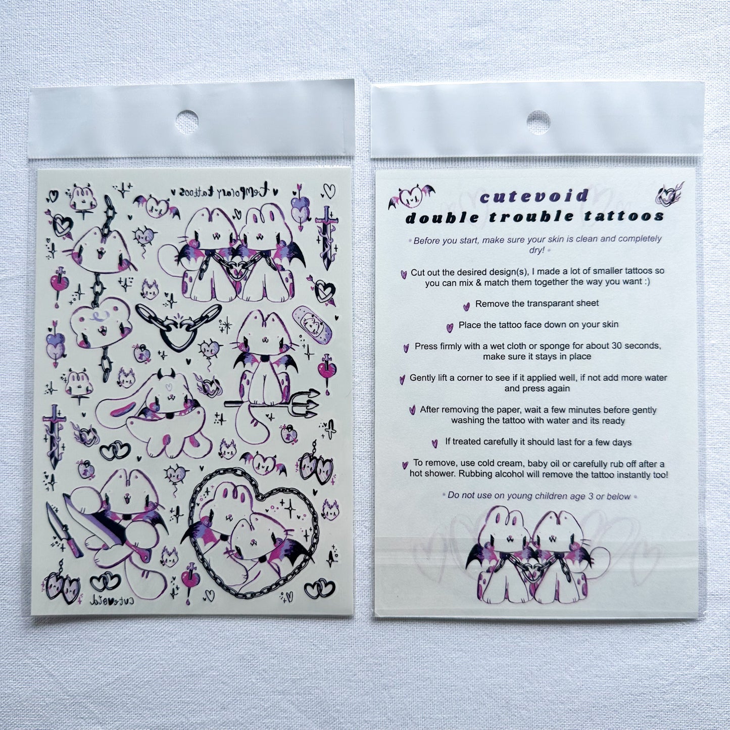 Double Trouble Temporary Tattoo Sheet