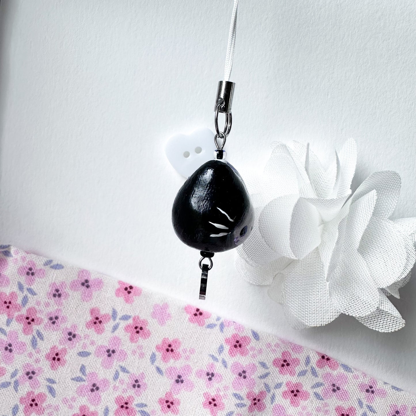 Black Purple Chonky Cat Clay Charm