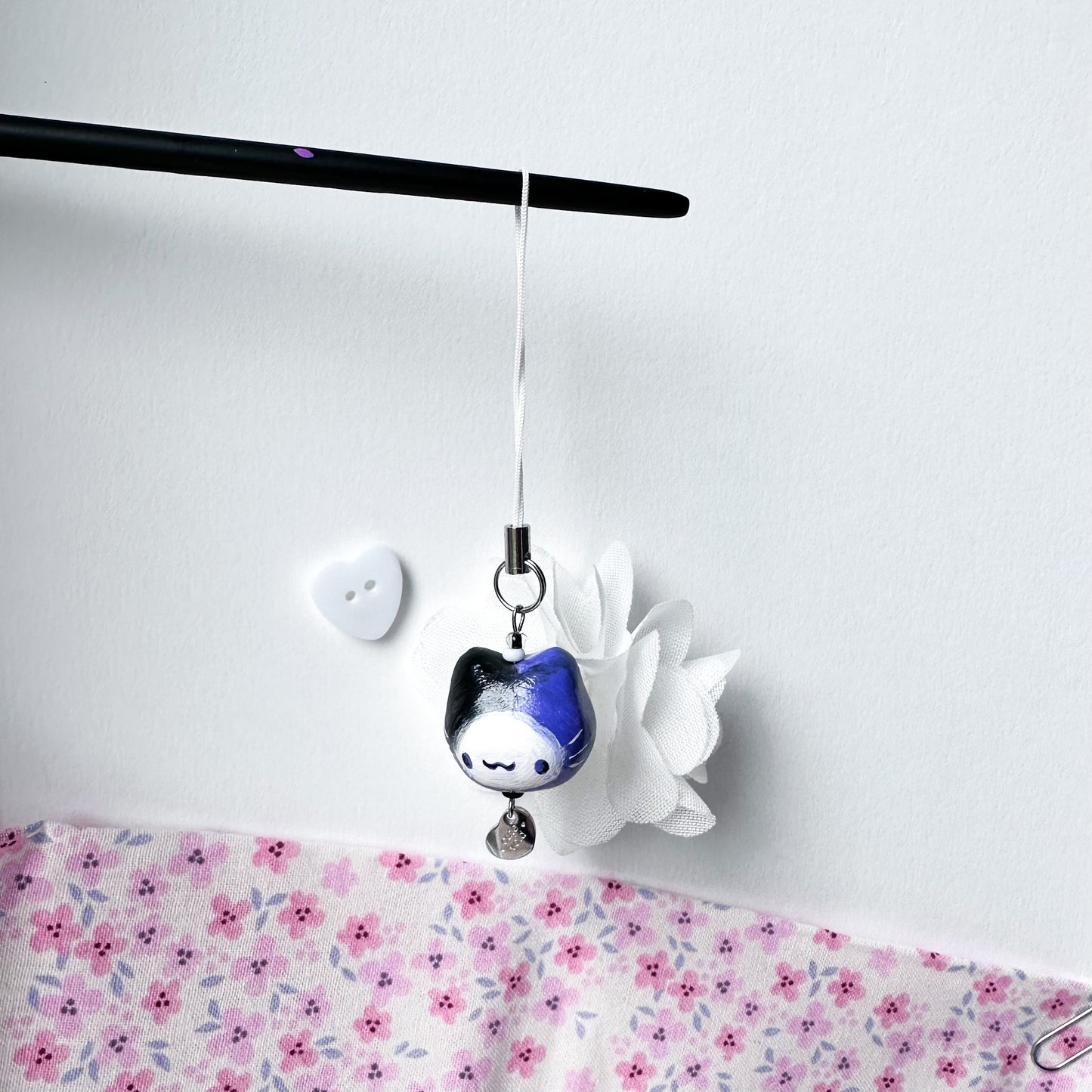 Black Purple Chonky Cat Clay Charm