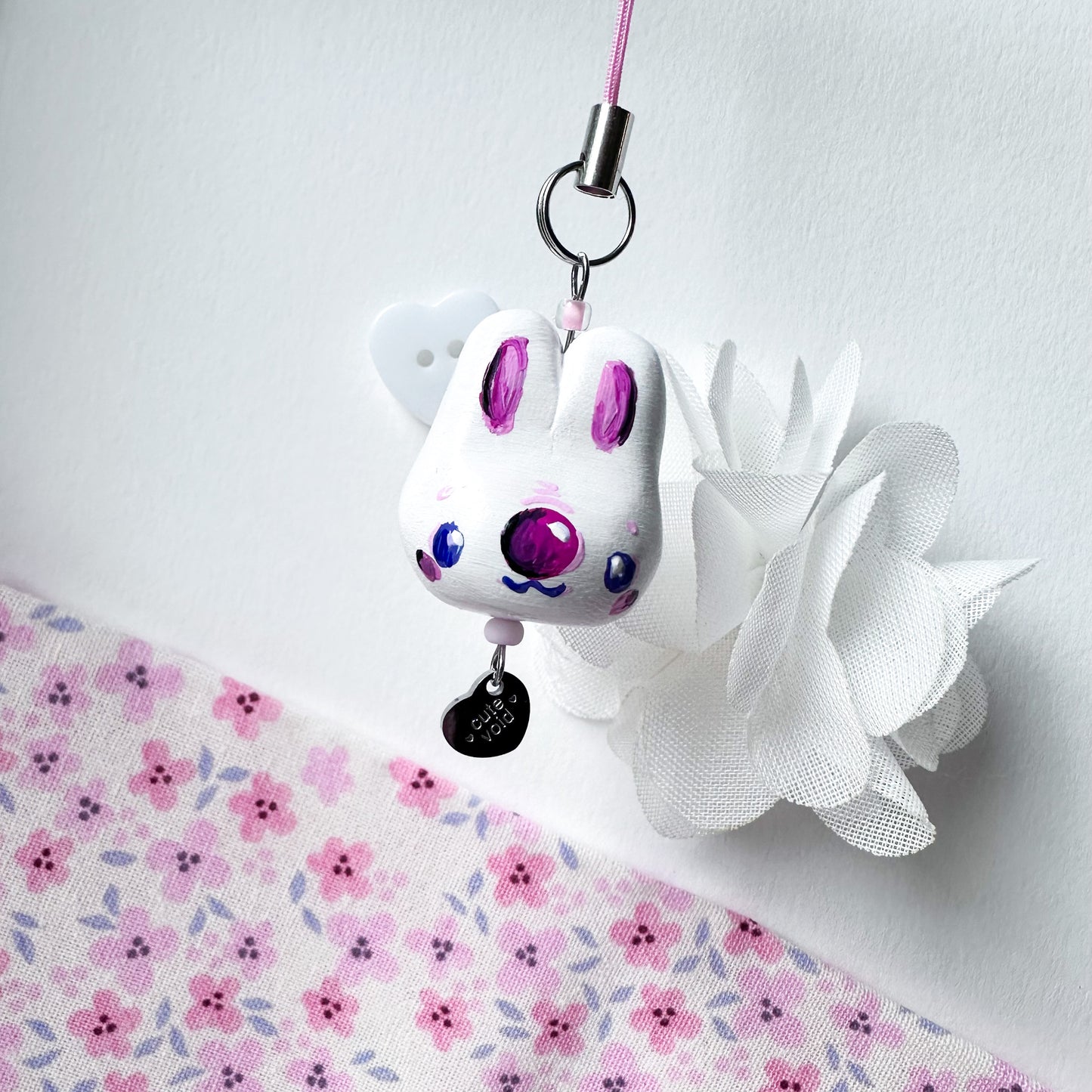 White Chonky Bunny Clay Charm