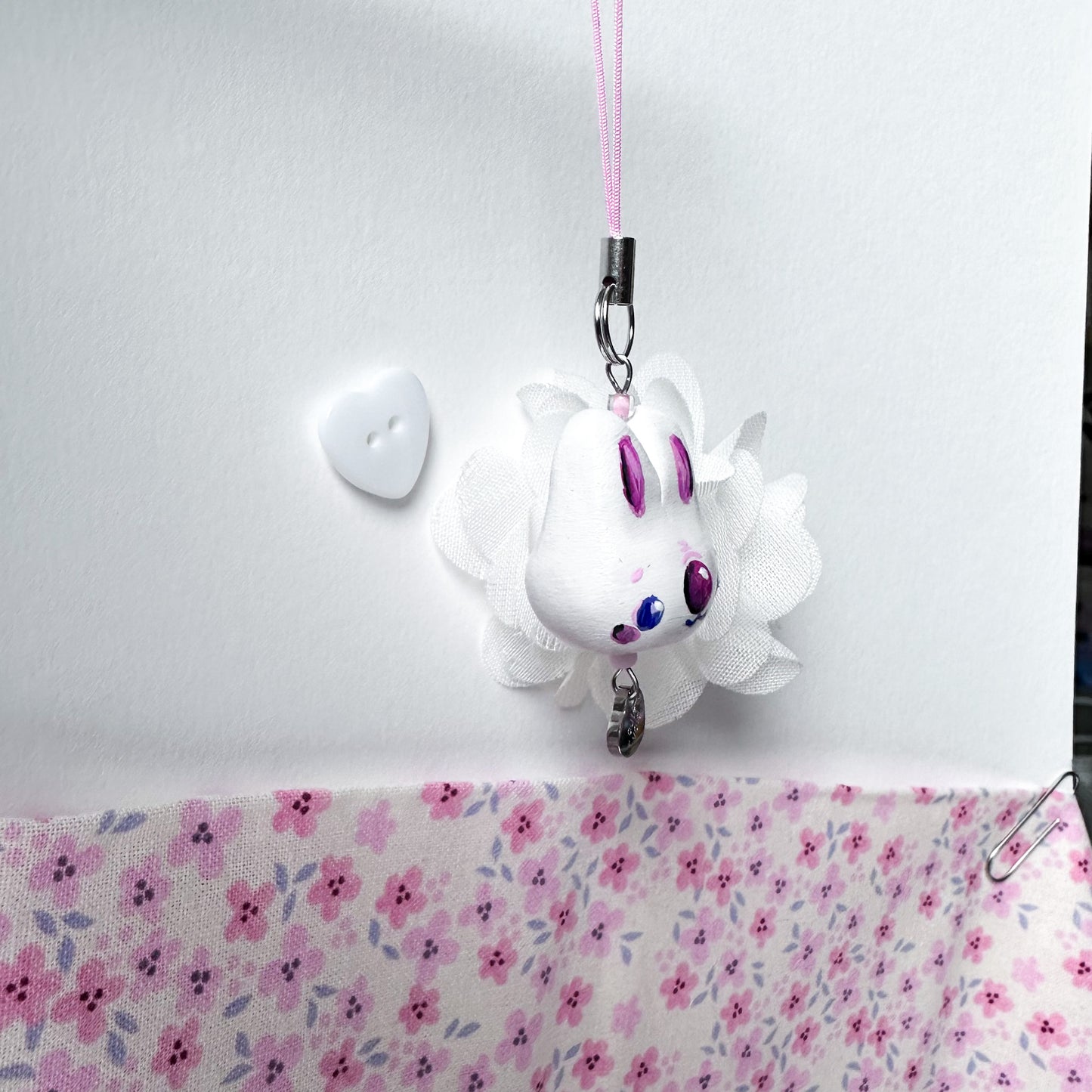 White Chonky Bunny Clay Charm