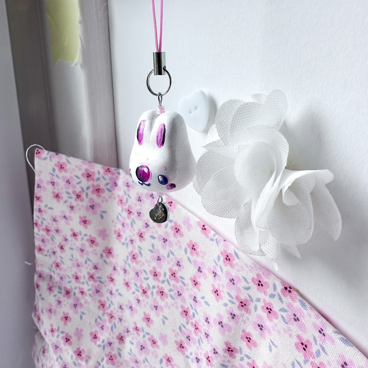 White Chonky Bunny Clay Charm