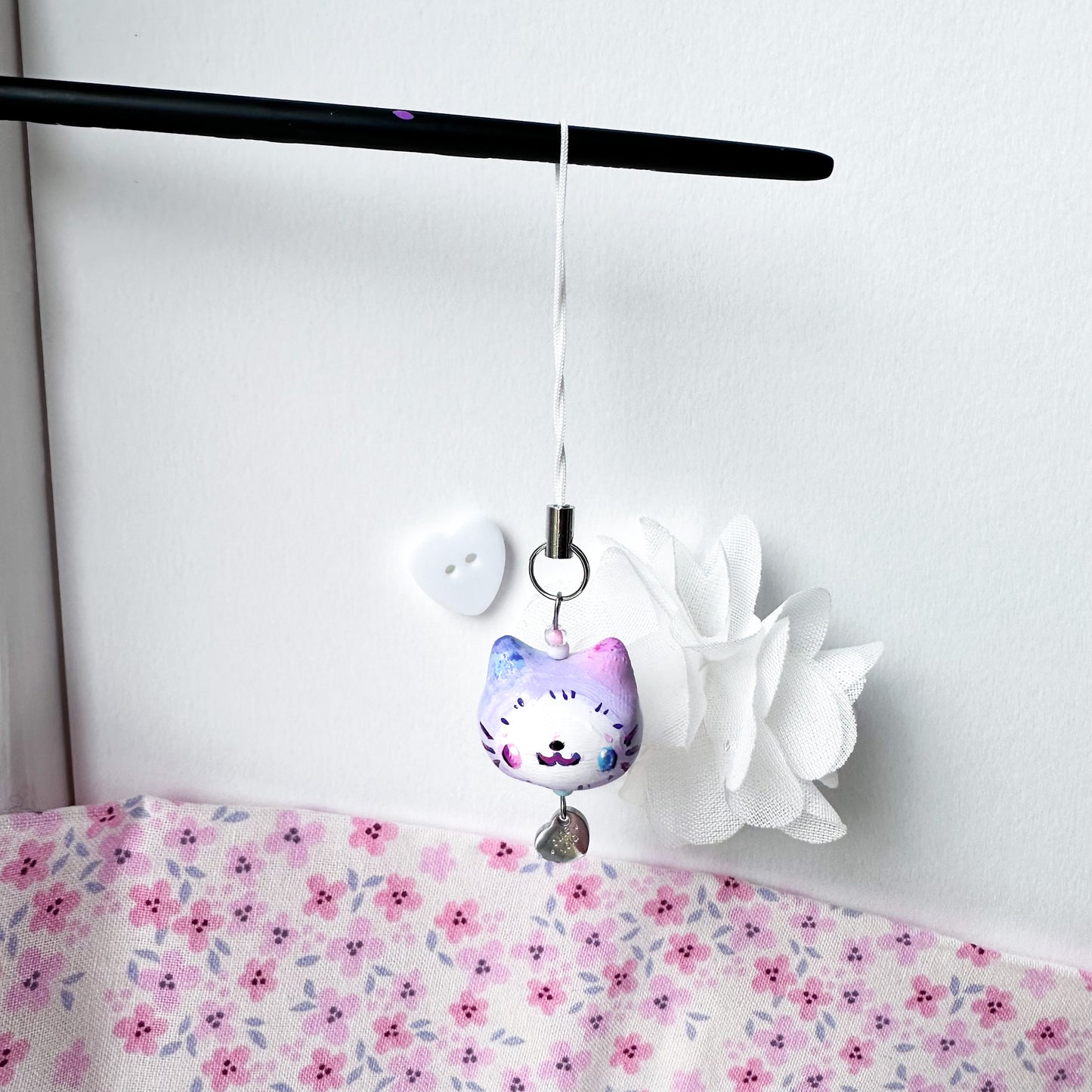 Light Purple Chonky Cat Clay Charm