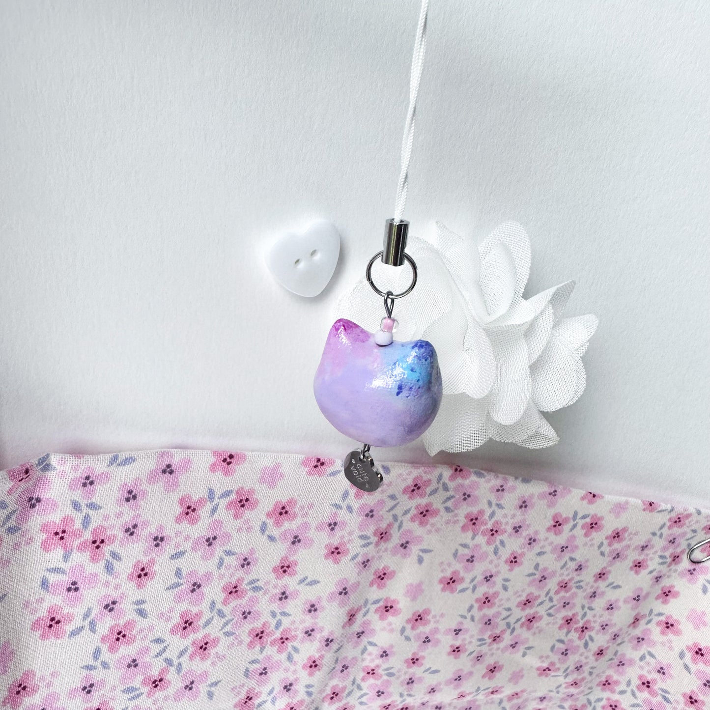 Light Purple Chonky Cat Clay Charm