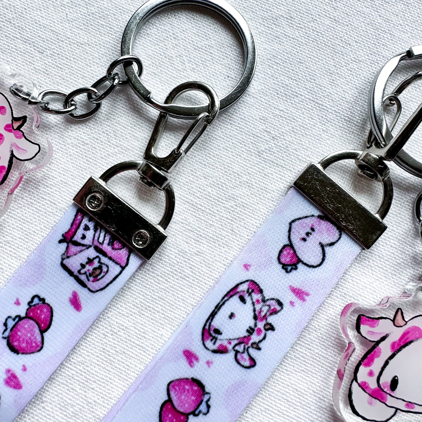 Strawberry Cow Wrist Lanyard With Charm