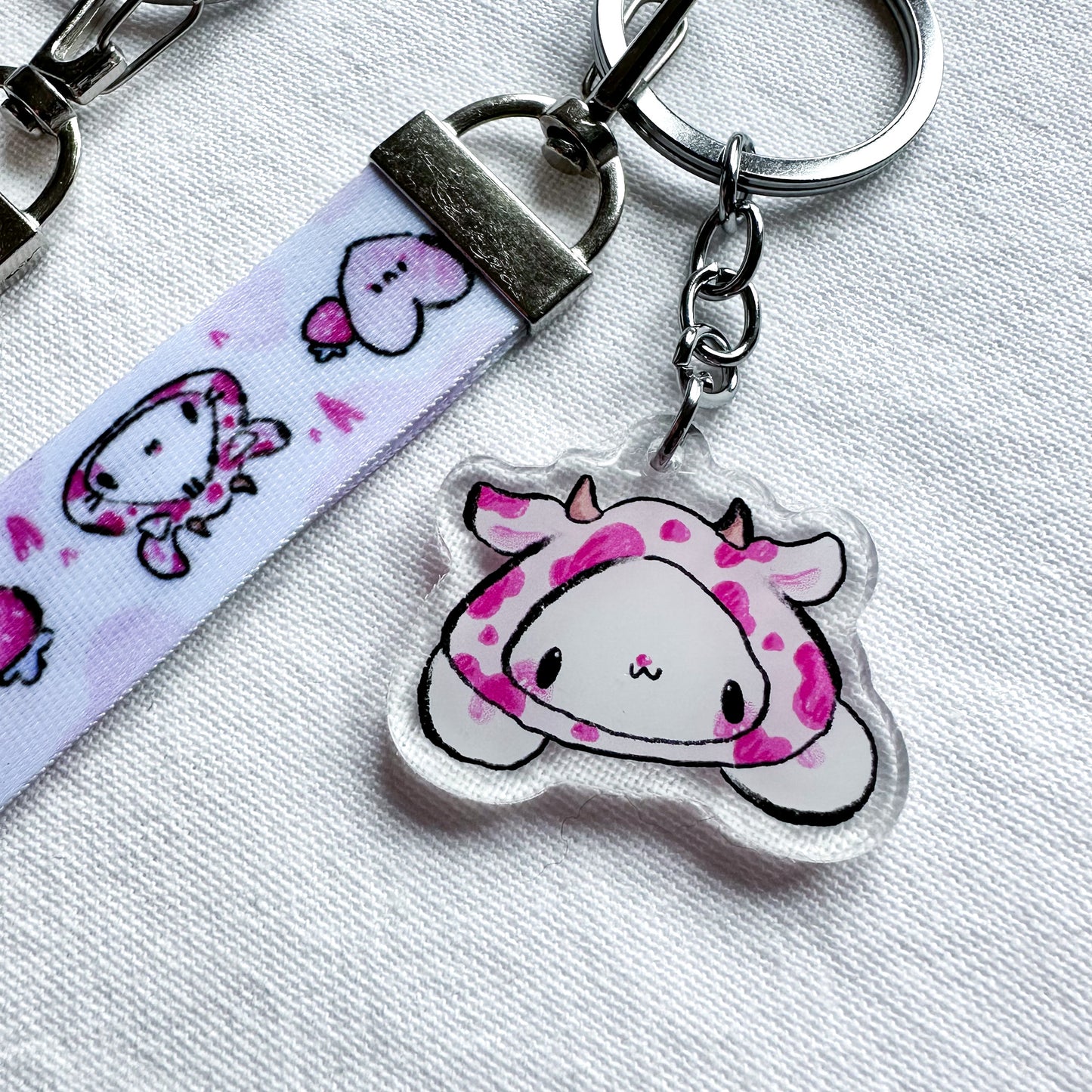 Strawberry Cow Wrist Lanyard With Charm
