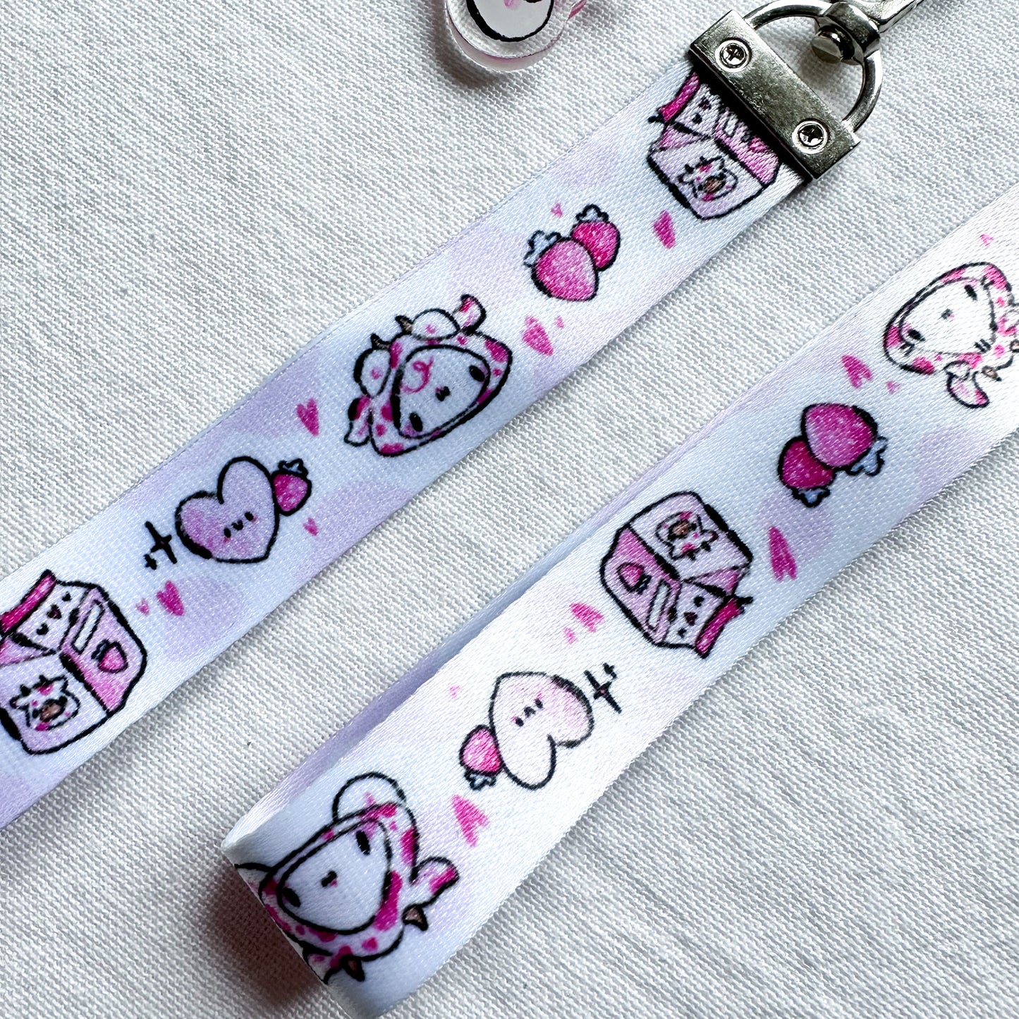 Strawberry Cow Wrist Lanyard With Charm