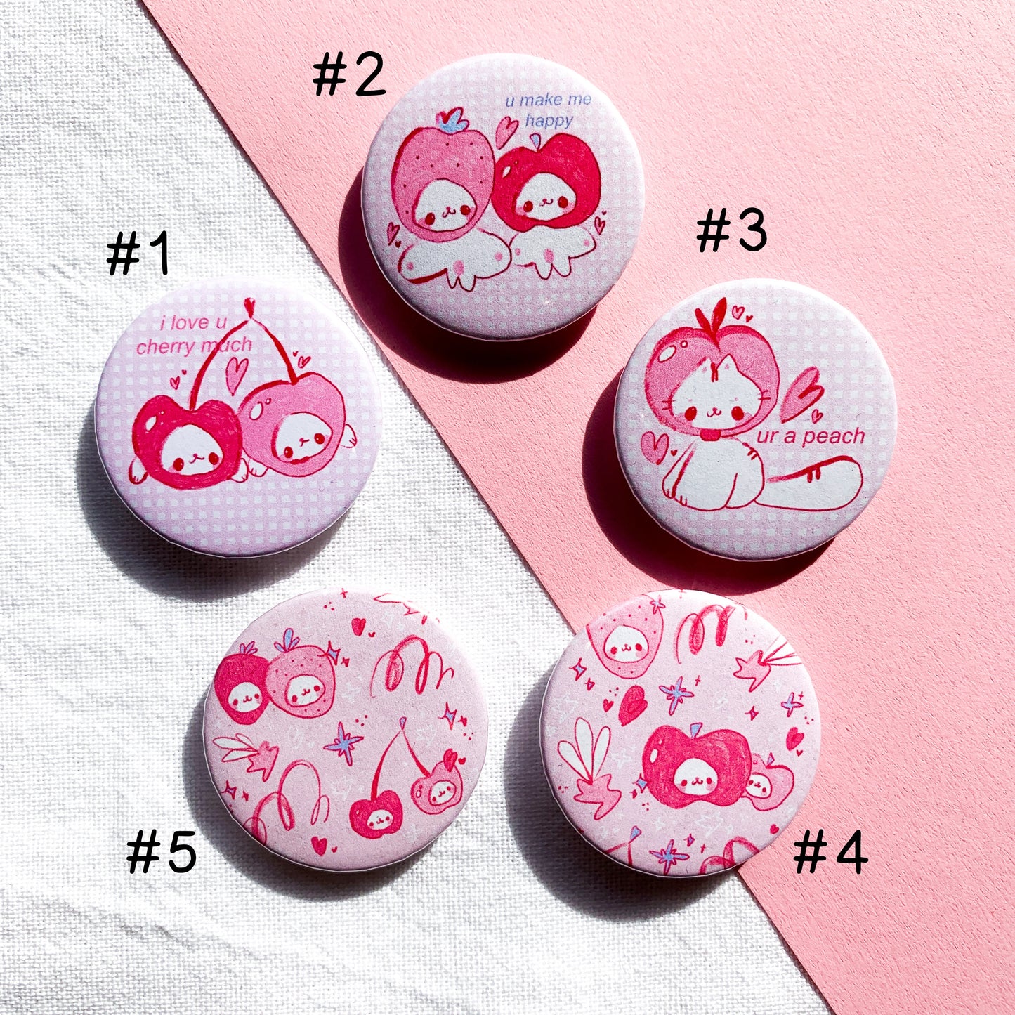 Pink Fruit Buttons