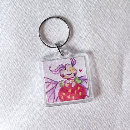 Strawberry Moth Keychain