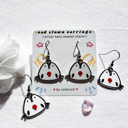 Sad Clown Enamel Earrings