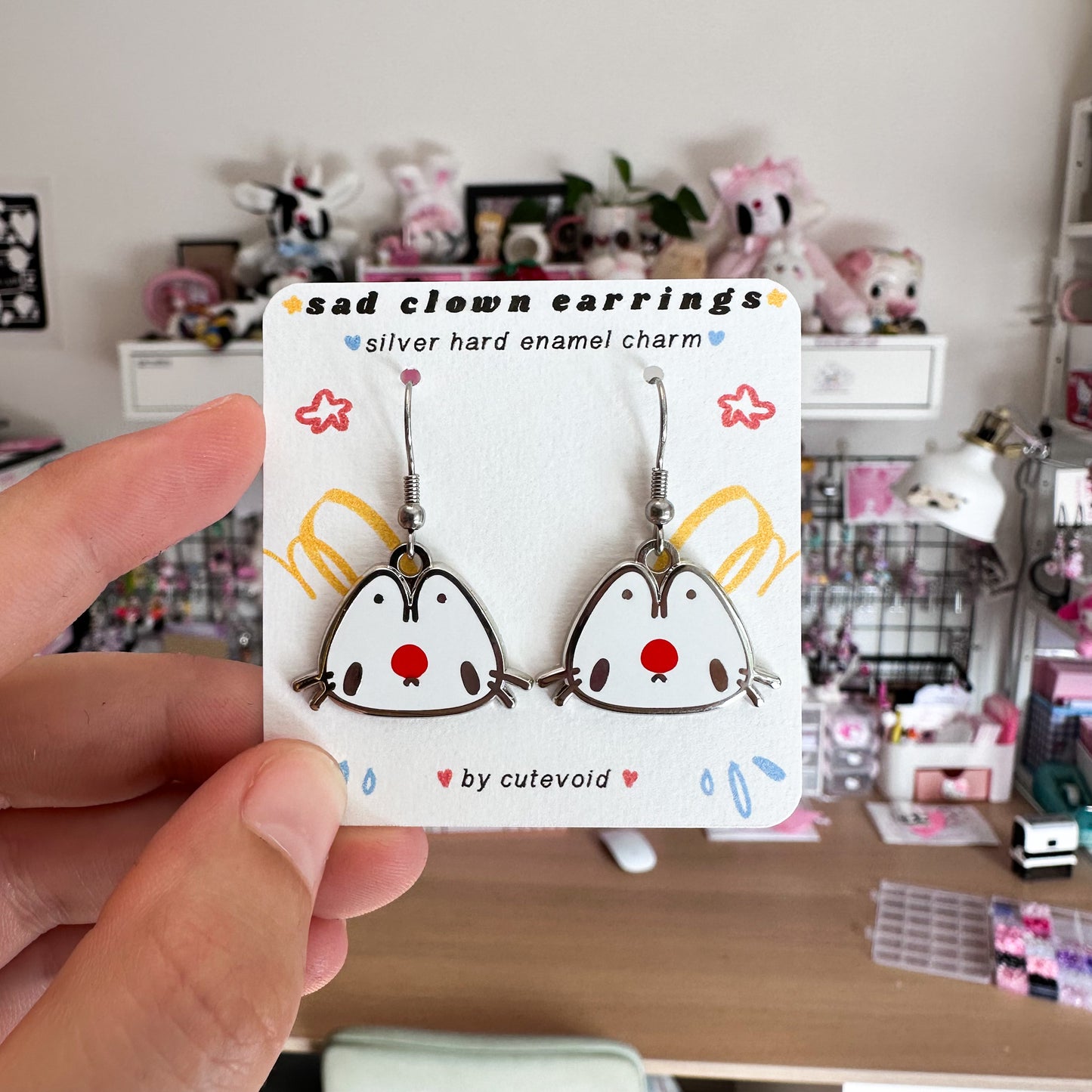 Sad Clown Enamel Earrings