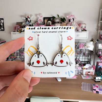 Sad Clown Enamel Earrings