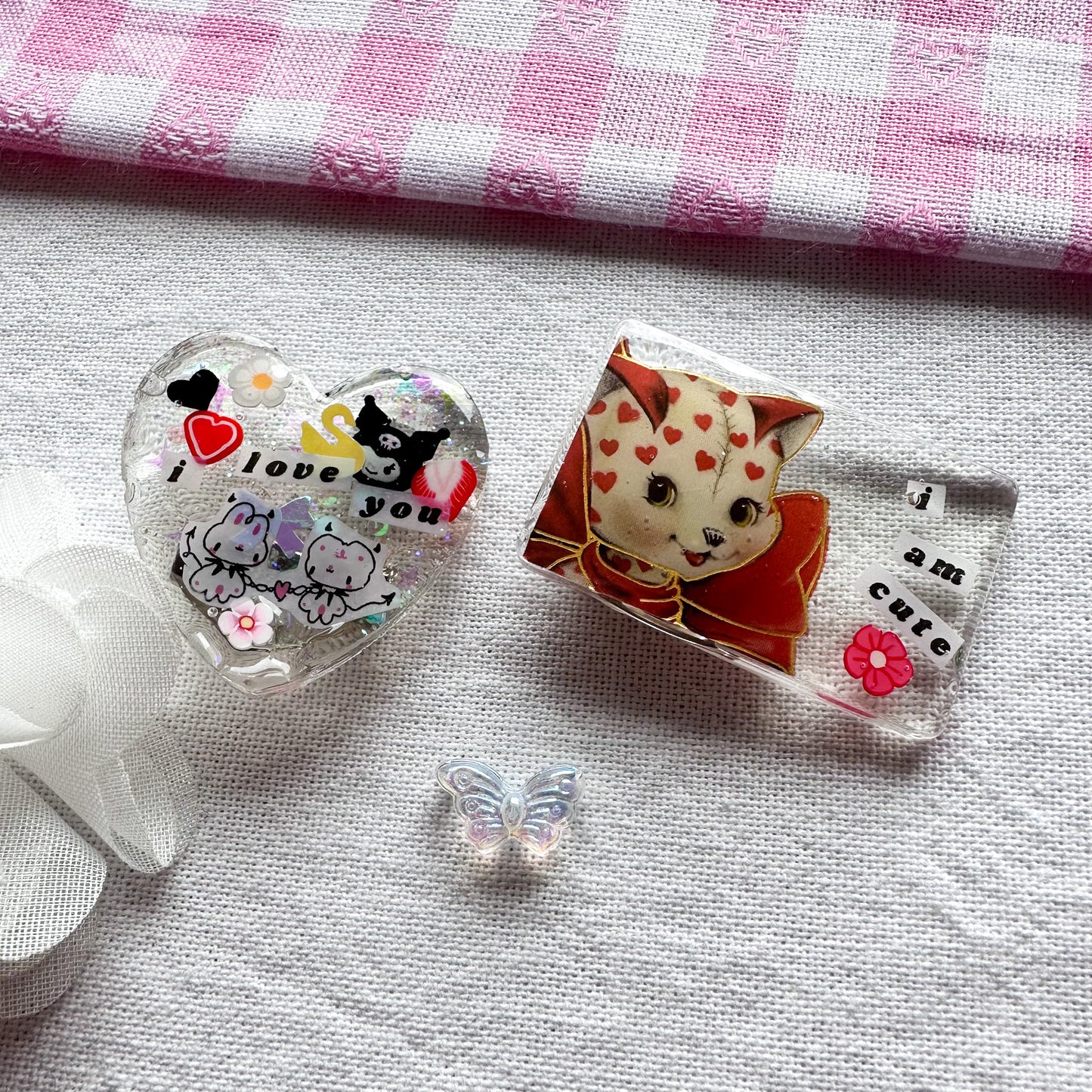 Love Resin Charm Hair Clips