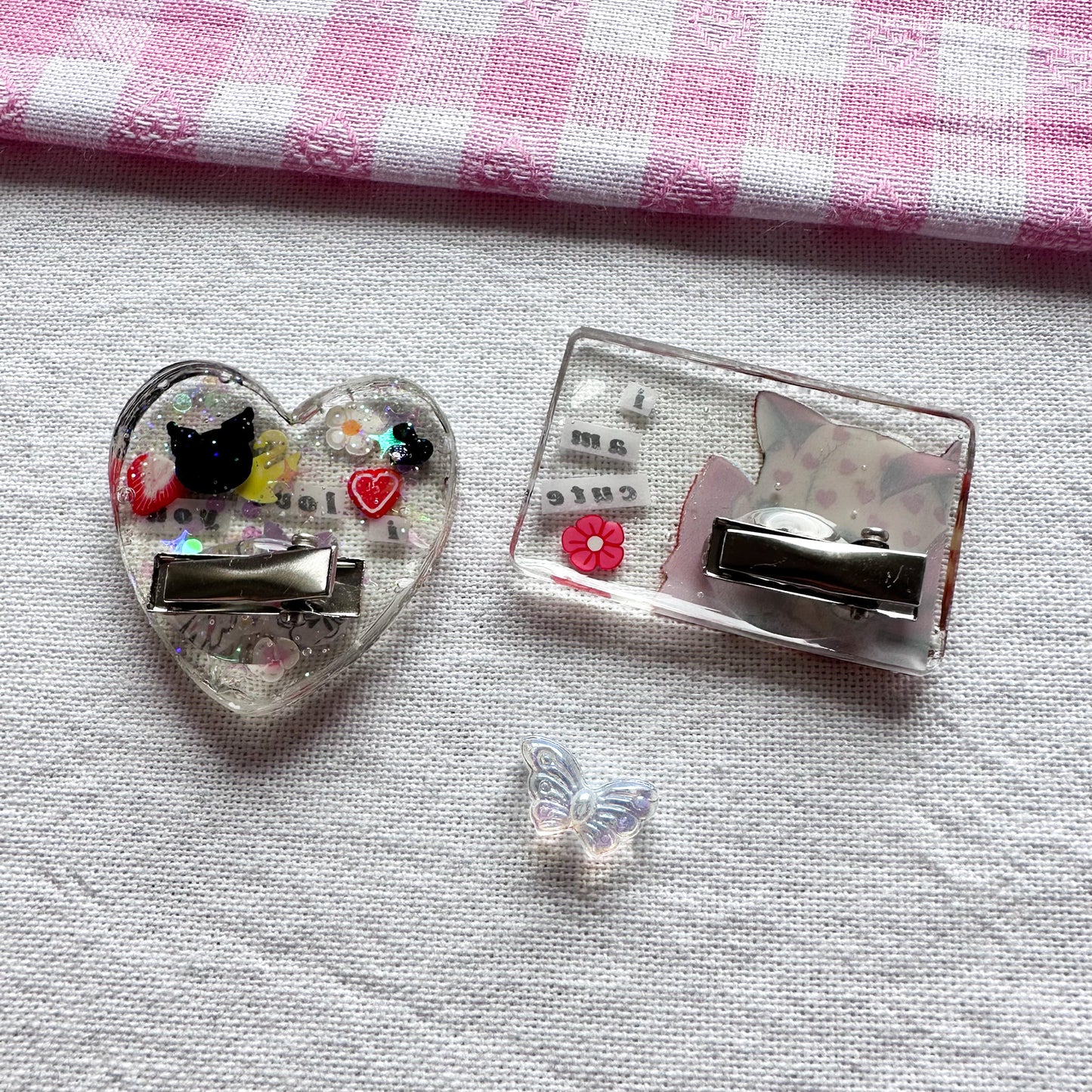 Love Resin Charm Hair Clips