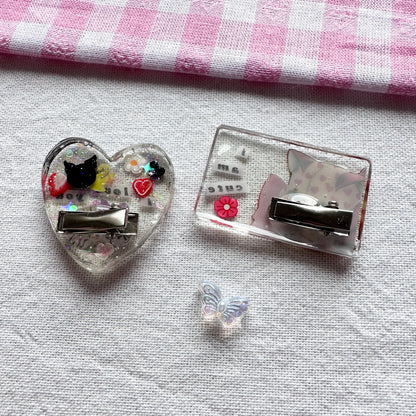 Love Resin Charm Hair Clips