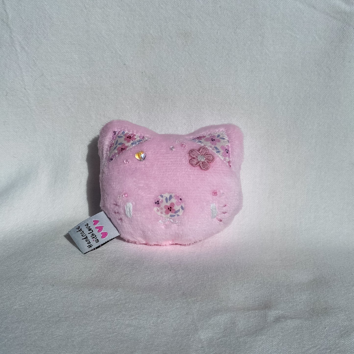 Pink Flower Cat Plush Charm