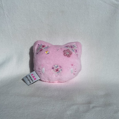 Pink Flower Cat Plush Charm