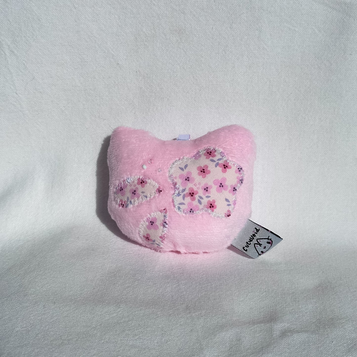 Pink Flower Cat Plush Charm