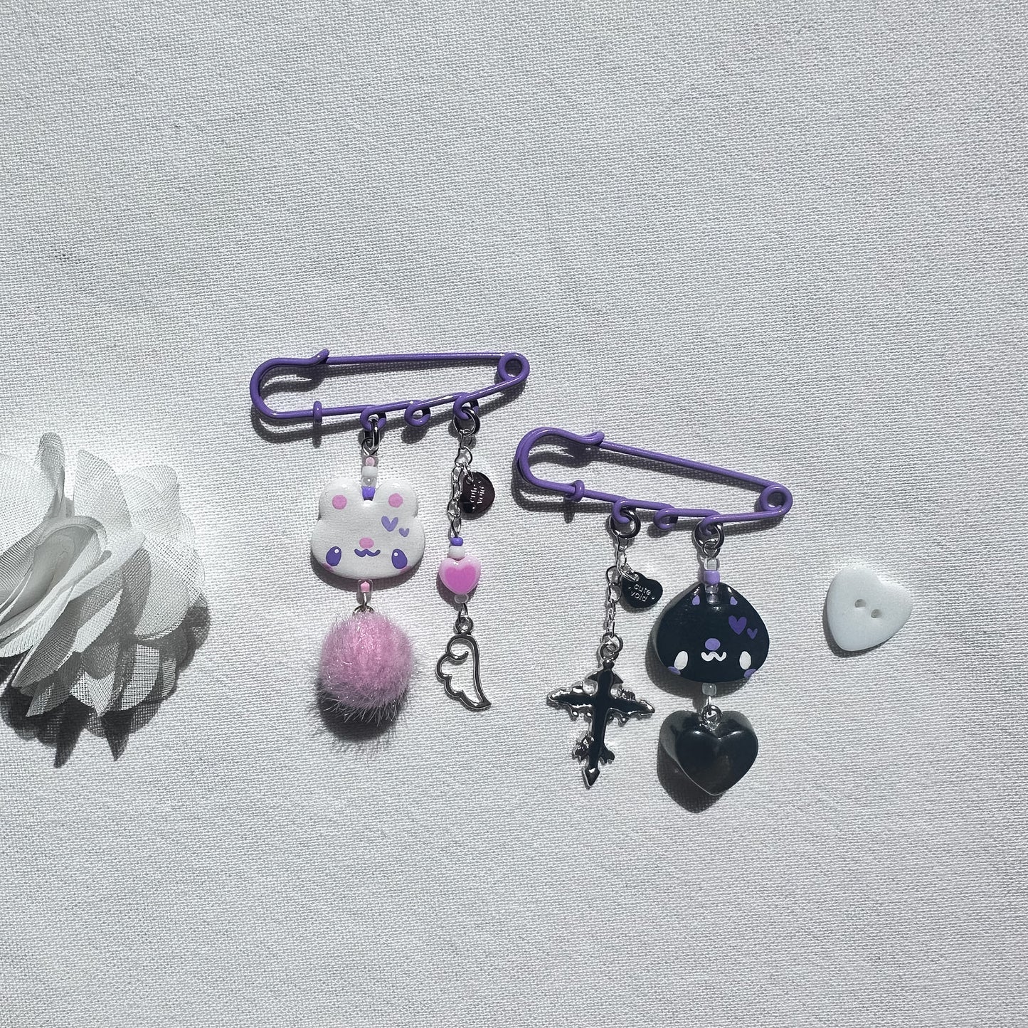 Purple Clay Safety Pins