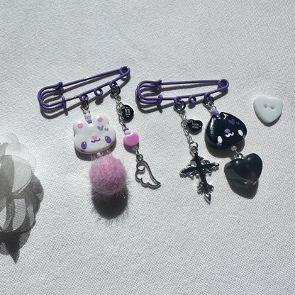 Purple Clay Safety Pins