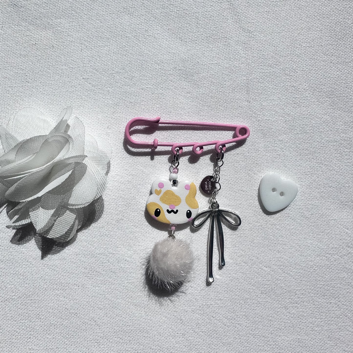 Yellow Cow Clay Safety Pin