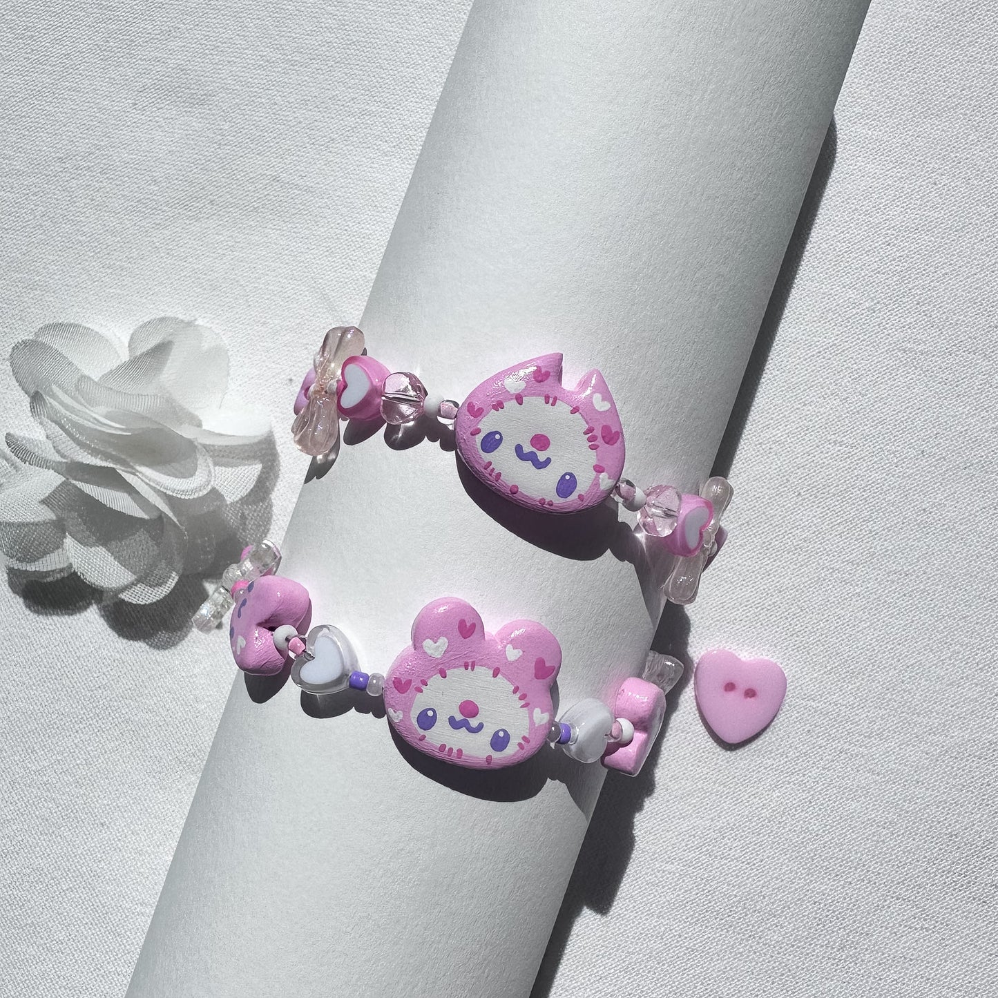 Pink Hat Clay Bracelets