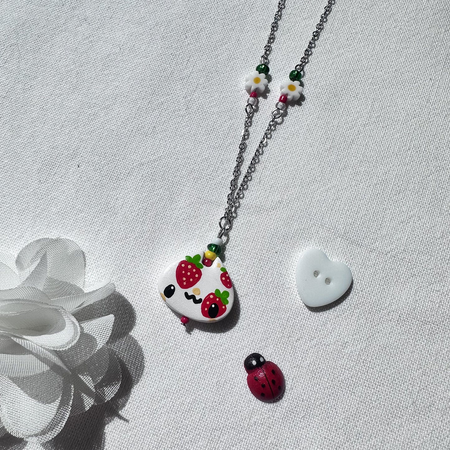 Strawberry Clay Necklace