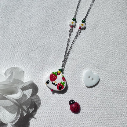 Strawberry Clay Necklace