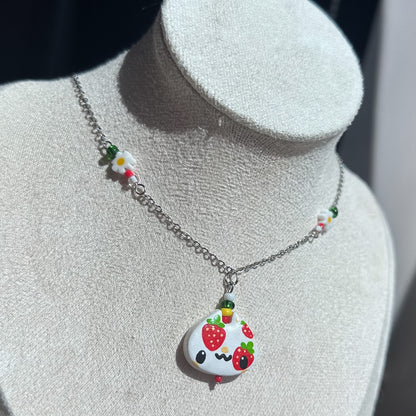 Strawberry Clay Necklace