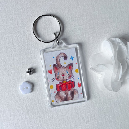 Clown Kitty Keychain