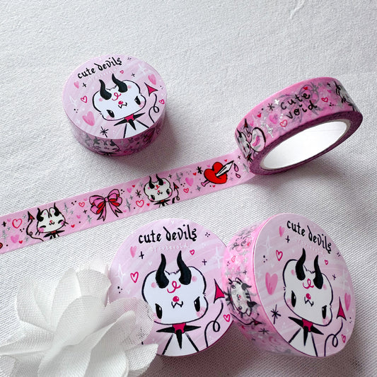 Cute Devils Silver Foil Washi Tape