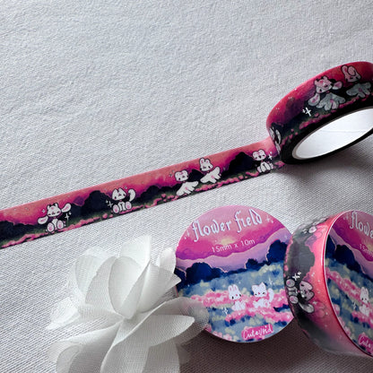 Flower Field Silver Foil Washi Tape