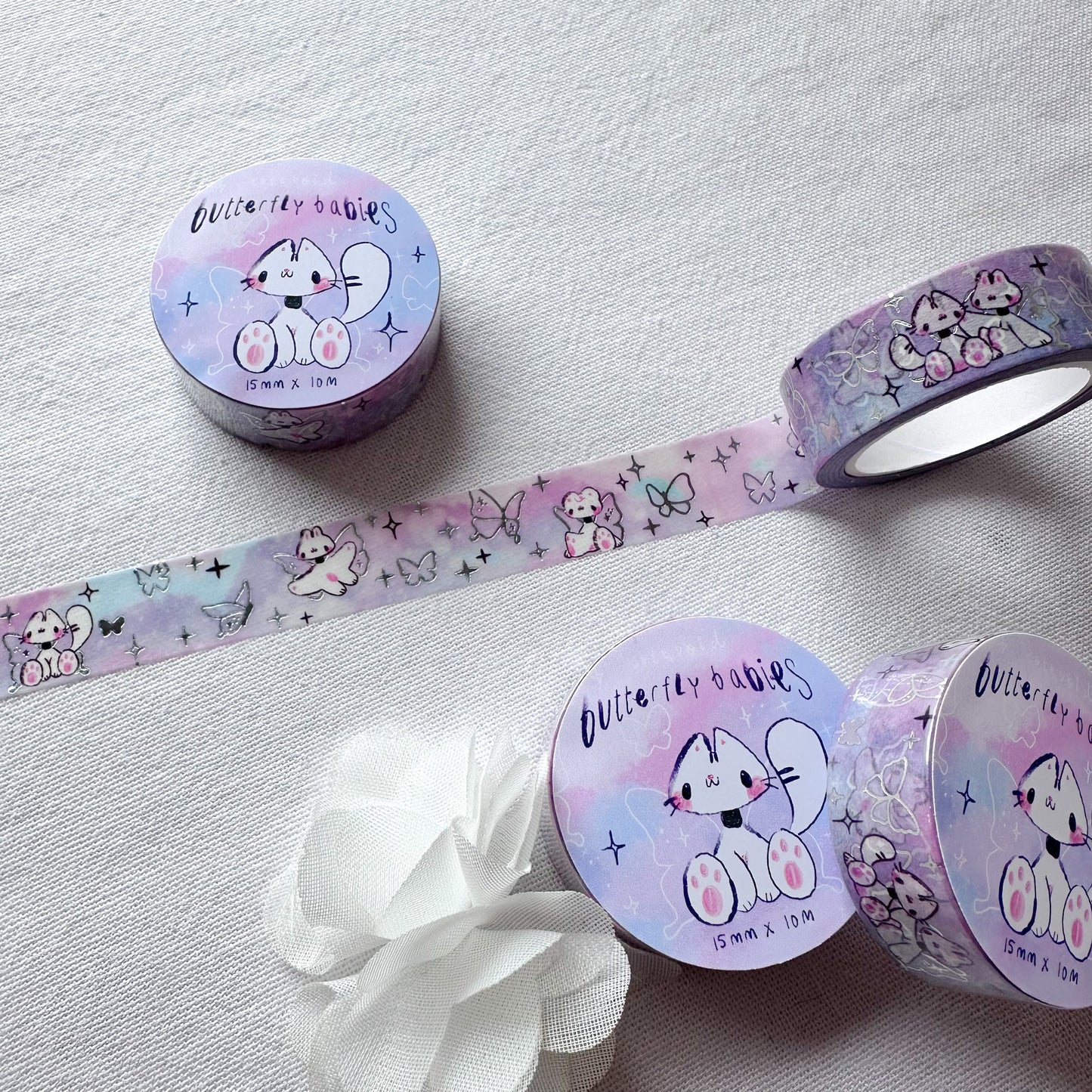 Butterfly Babies Silver Foil Washi Tape