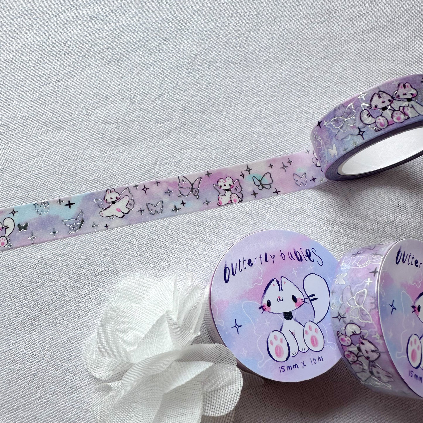 Butterfly Babies Silver Foil Washi Tape