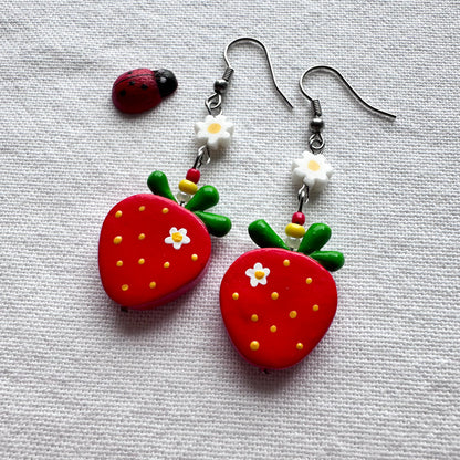 Strawberry Clay Earrings