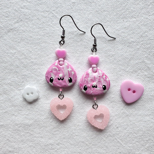 Pink Marble Clay Earrings