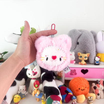 Clown Pink Cat Plush Charm