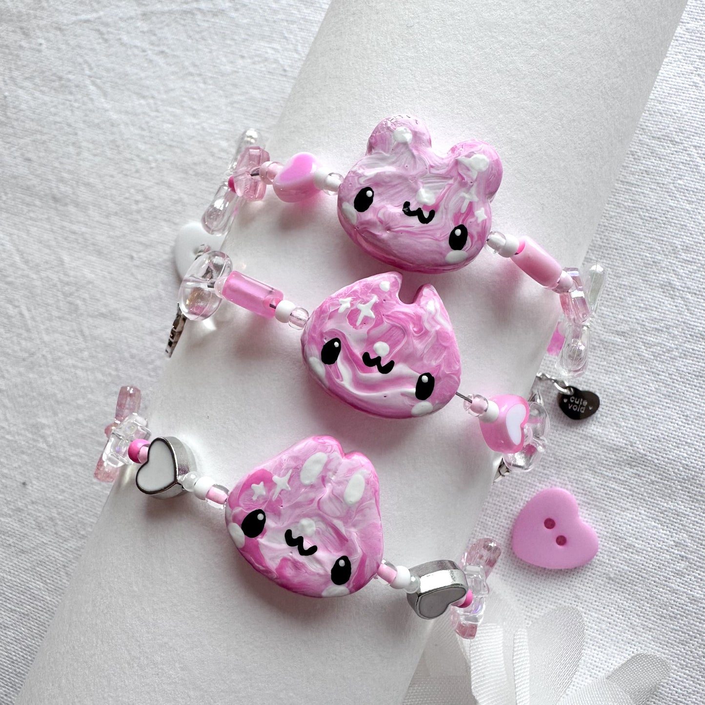 Pink Marble Clay Bracelets