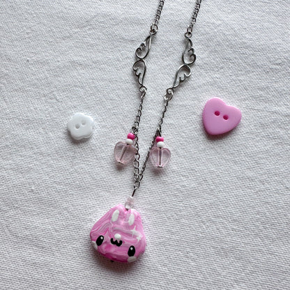 Pink Marble Clay Necklace