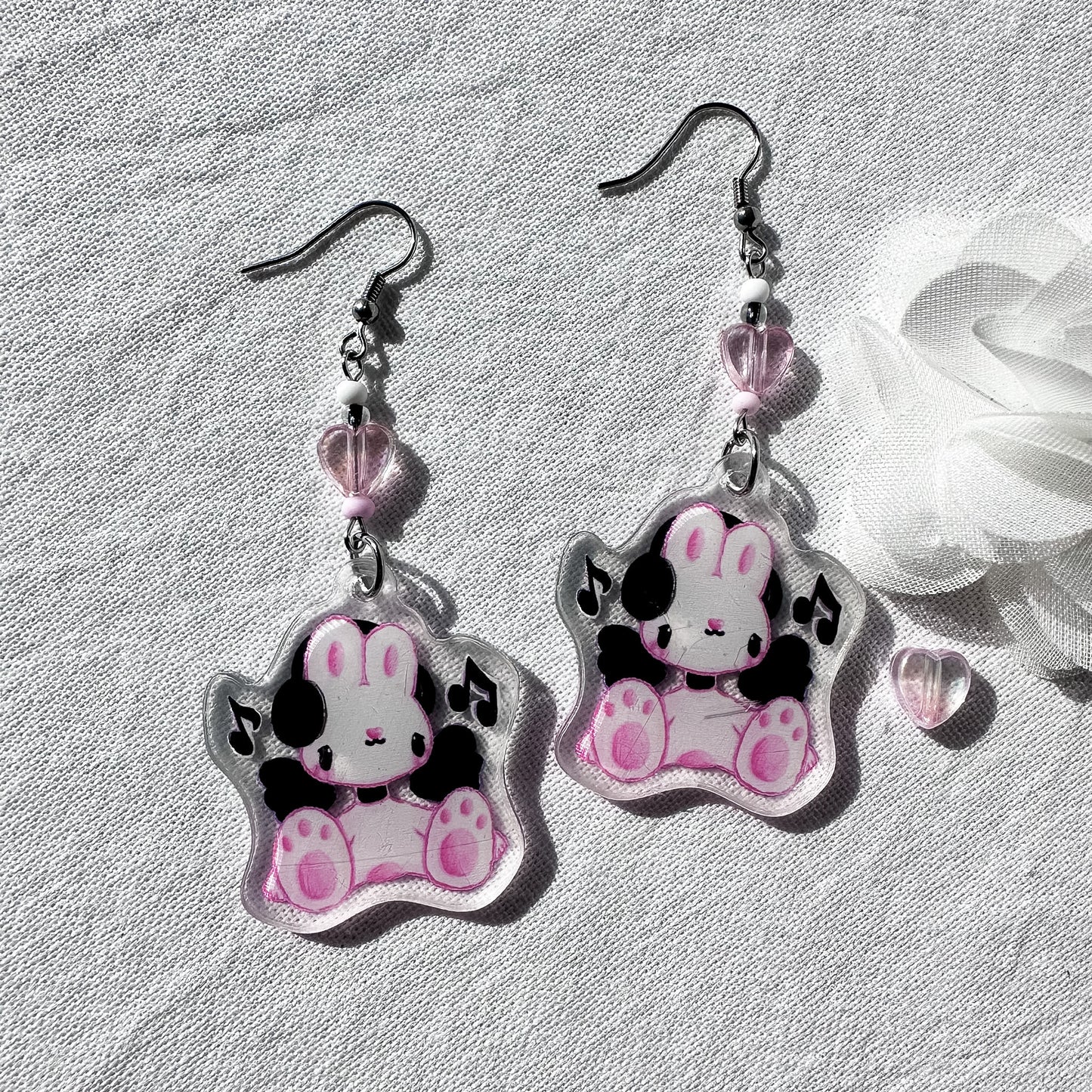 Music Bunny Acrylic Earrings