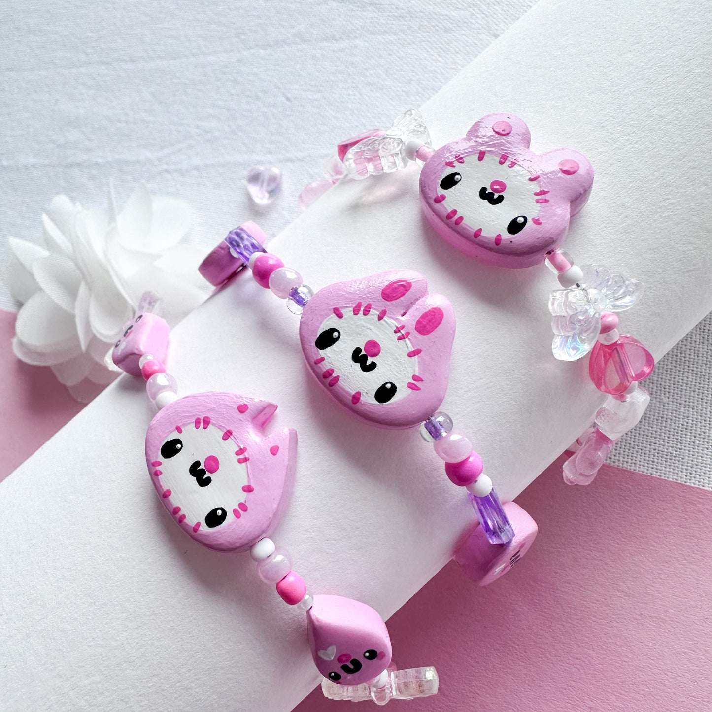 Pink Hat Clay Bracelets