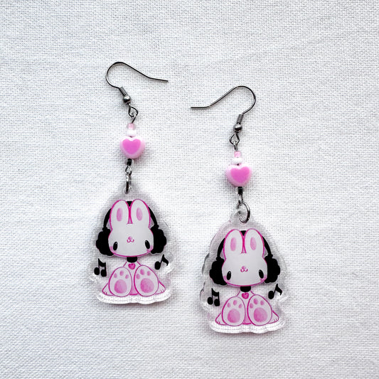 Music Bunny Acrylic Earrings