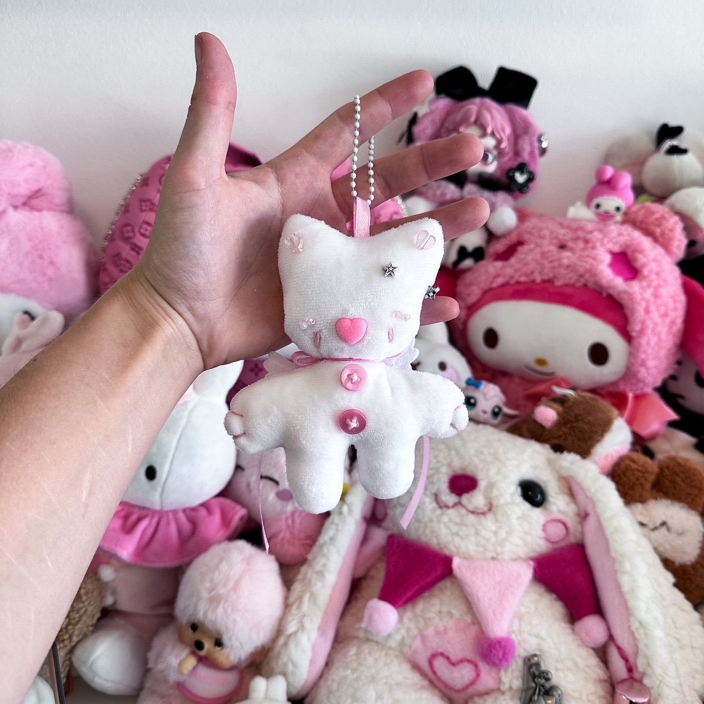 Pink Angel Cat Plush Charm